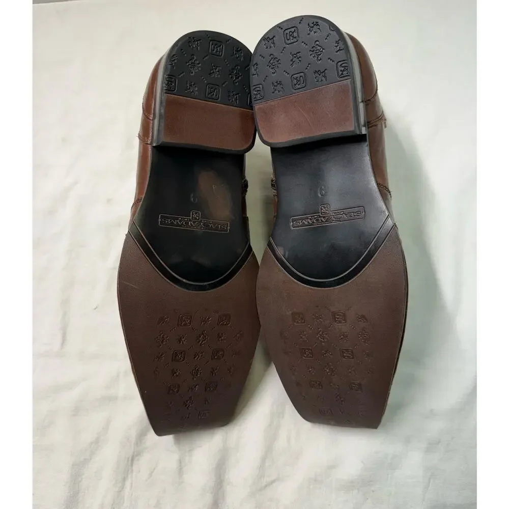 Stacy Adams Men’s Square Toe Ankle zipper Brown Chelsea Boots Size 9M